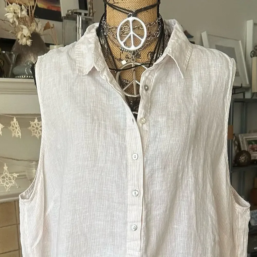 NEW - Tahari Sleeveless Cream Tunic 100% Linen - PLUS SIZE 2X - Picture 8 of 11